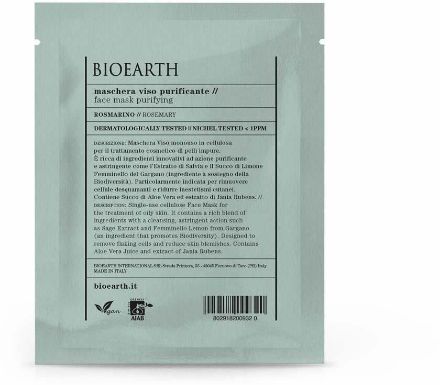 Picture of Bioearth Face Mask Sheet Purifying Rosemary